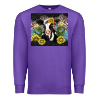 Purple cow cactus and sunflower Premium Sweatshirt - AdoDesignShop