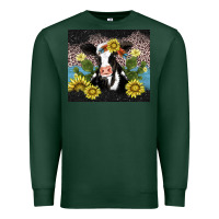Sports Green cow cactus and sunflower Premium Sweatshirt - AdoDesignShop