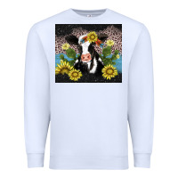 White cow cactus and sunflower Premium Sweatshirt - AdoDesignShop