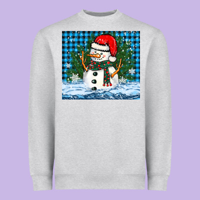 Snowy Christmas Snowman Heavyweight Sweatshirt Designed By Barkaloodesign
