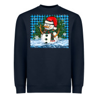 Navy snowy christmas snowman Heavyweight Sweatshirt - BarkalooDesign