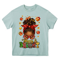 Arona merry and bright christmas afro messy bun Heavy Core Tee - texasbilliewilder