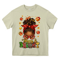 Mossy merry and bright christmas afro messy bun Heavy Core Tee - texasbilliewilder