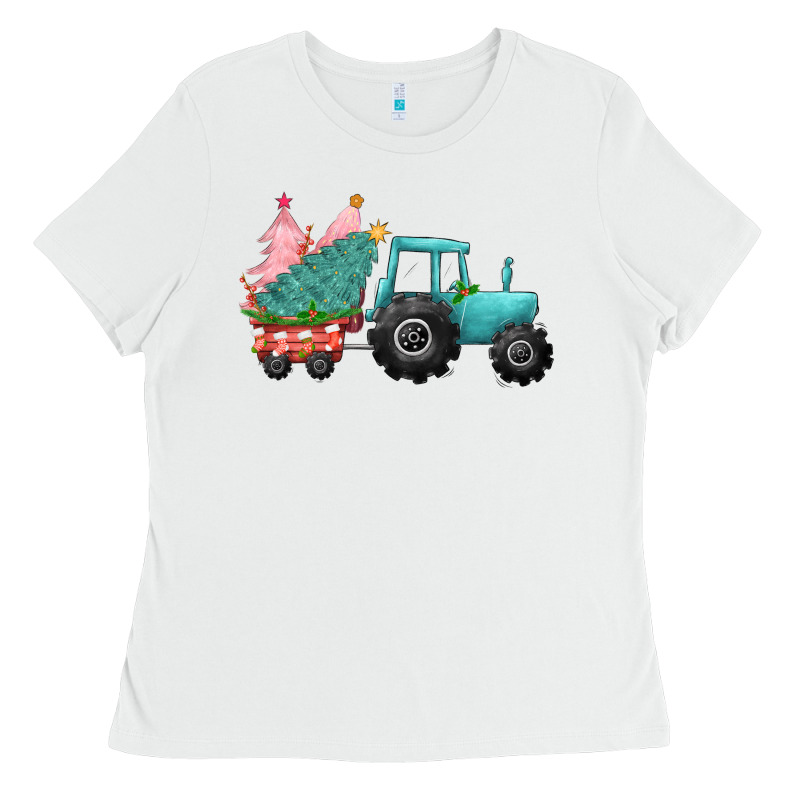 Christmas Tree Tractor Ladies Tee by CowGirlArtShop | Teevron