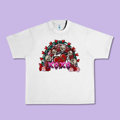 Skull Xoxo Rainbow Valentine's Day Urban Heavy Tee Designed By Fadigitalartstudio