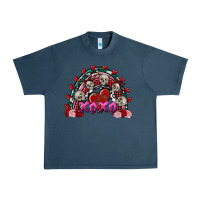 Midnight Navy Skull Xoxo rainbow Valentine's Day Urban Heavy Tee - FaDigitalArtStudio