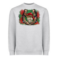 Heather Grey christmas horseshoe bull skull Heavyweight Sweatshirt - BarkalooDesign