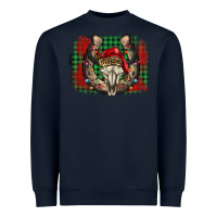 Navy christmas horseshoe bull skull Heavyweight Sweatshirt - BarkalooDesign