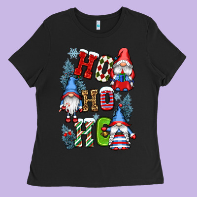 Ho Ho Ho Gnomes Ladies Tee Designed By Cowgirlartshop