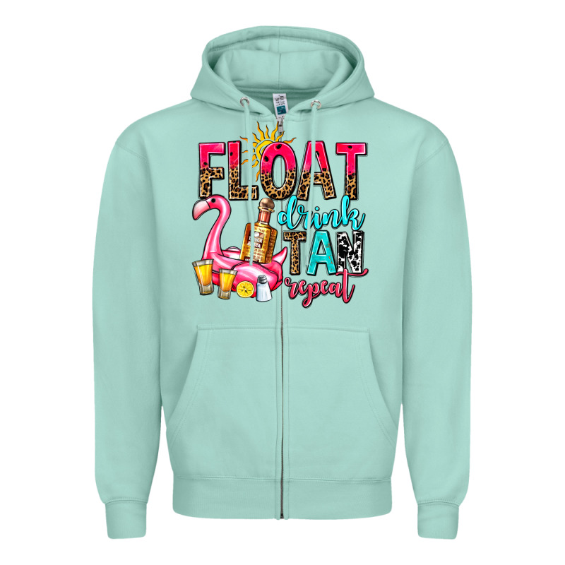 Float Drink Tan Repeat Zipper Hoodie by AdoDesignShop | Teevron