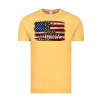 Vintage Mustard God Bless America Distressed Flag Vintage Tee - Jasminsmagicworld