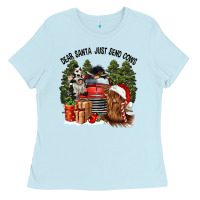 Baby Blue dear santa just send cows Ladies Tee - CowGirlArtShop