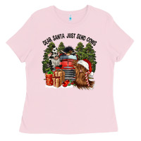 Bubblegum Pink dear santa just send cows Ladies Tee - CowGirlArtShop