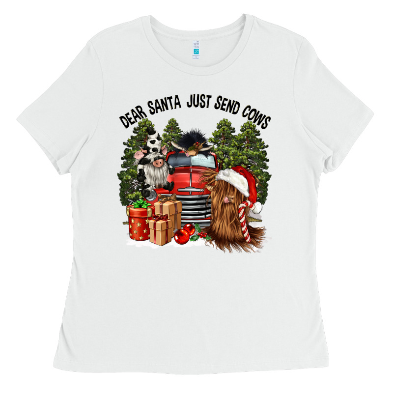 Dear Santa Just Send Cows Ladies Tee by CowGirlArtShop | Teevron