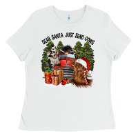 White dear santa just send cows Ladies Tee - CowGirlArtShop