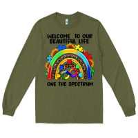 Army Green Autism rainbow Long Sleeve Tee - FaDigitalArtStudio