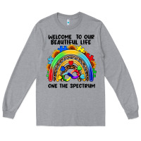 Heather Grey Autism rainbow Long Sleeve Tee - FaDigitalArtStudio