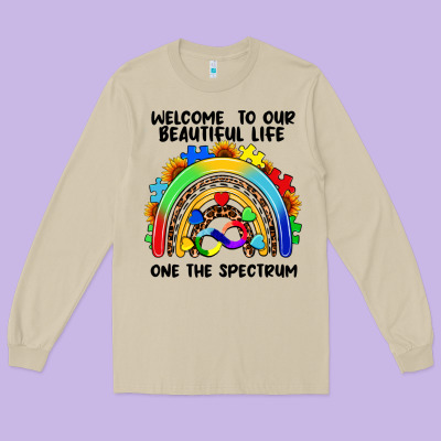 Autism Rainbow Long Sleeve Tee Designed By Fadigitalartstudio