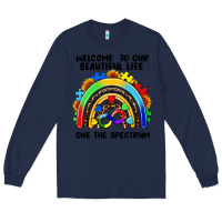 Navy Autism rainbow Long Sleeve Tee - FaDigitalArtStudio