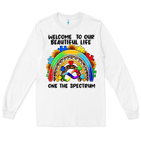 White Autism rainbow Long Sleeve Tee - FaDigitalArtStudio
