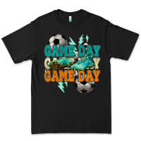 Black Game day lightning bolt soccer Premium Tee - HowdyJamesFarm