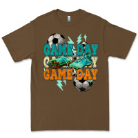 Cacao Game day lightning bolt soccer Premium Tee - HowdyJamesFarm