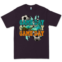 Plum Game day lightning bolt soccer Premium Tee - HowdyJamesFarm