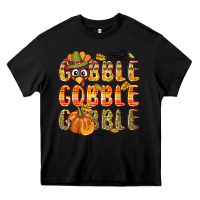 Black Gobble gobble turkey Thanksgiving Heavy Core Tee - NancyCooperArtShop