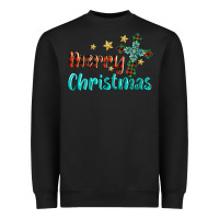 Black merry christmas turquoise gemstones cross Heavyweight Sweatshirt - BarkalooDesign