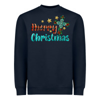 Navy merry christmas turquoise gemstones cross Heavyweight Sweatshirt - BarkalooDesign