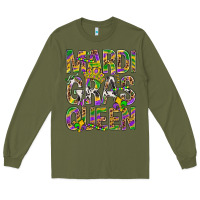 Army Green Mardi Gras Queen Long Sleeve Tee - BundleAndBundleShop