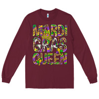 Burgundy Mardi Gras Queen Long Sleeve Tee - BundleAndBundleShop