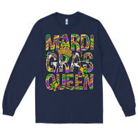 Navy Mardi Gras Queen Long Sleeve Tee - BundleAndBundleShop