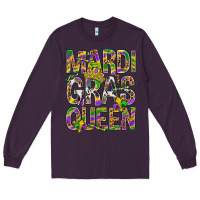 Plum Mardi Gras Queen Long Sleeve Tee - BundleAndBundleShop