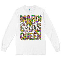 White Mardi Gras Queen Long Sleeve Tee - BundleAndBundleShop