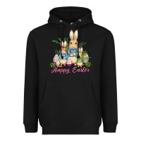 Black easter bunny family wıth carrots and eggs Heavyweight Hoodie - AdoDesignShop