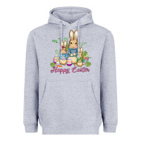 Heather Grey easter bunny family wıth carrots and eggs Heavyweight Hoodie - AdoDesignShop