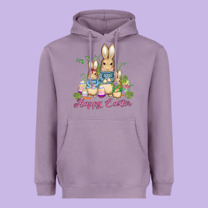 Easter Bunny Family Wıth Carrots And Eggs Heavyweight Hoodie Designed By Adodesignshop