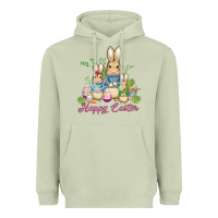 Matcha easter bunny family wıth carrots and eggs Heavyweight Hoodie - AdoDesignShop