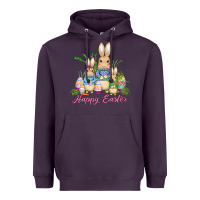 Plum easter bunny family wıth carrots and eggs Heavyweight Hoodie - AdoDesignShop