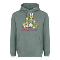Sage easter bunny family wıth carrots and eggs Heavyweight Hoodie - AdoDesignShop