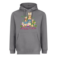 Storm easter bunny family wıth carrots and eggs Heavyweight Hoodie - AdoDesignShop