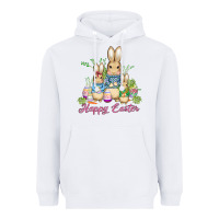 White easter bunny family wıth carrots and eggs Heavyweight Hoodie - AdoDesignShop