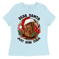 Baby Blue dear santa just send cows Ladies Tee - CowGirlArtShop