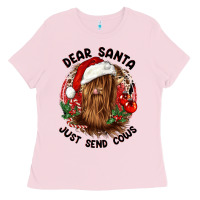 Bubblegum Pink dear santa just send cows Ladies Tee - CowGirlArtShop