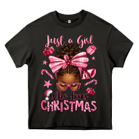 Asphalt just a girl who loves pink christmas afro messy bu Heavy Core Tee - texasbilliewilder