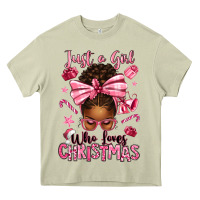 Mossy just a girl who loves pink christmas afro messy bu Heavy Core Tee - texasbilliewilder