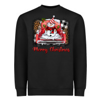 Black merry christmas truck snowman Heavyweight Sweatshirt - BarkalooDesign