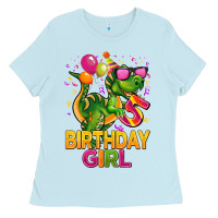 Baby Blue 5 rd birthday girl t rex pink Ladies Tee - CowGirlArtShop