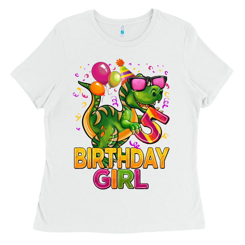 5 Rd Birthday Girl T Rex Pink Ladies Tee by CowGirlArtShop | Teevron